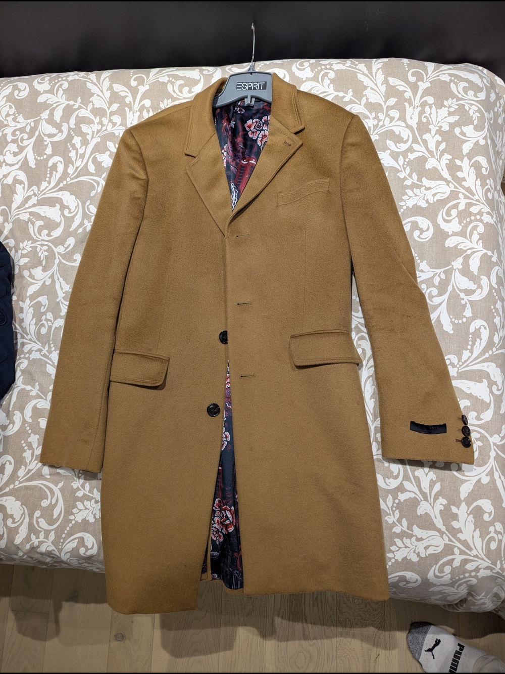 Ted Baker Men's Camel Brown Wool Pea Coat - Picture 2 of 6
